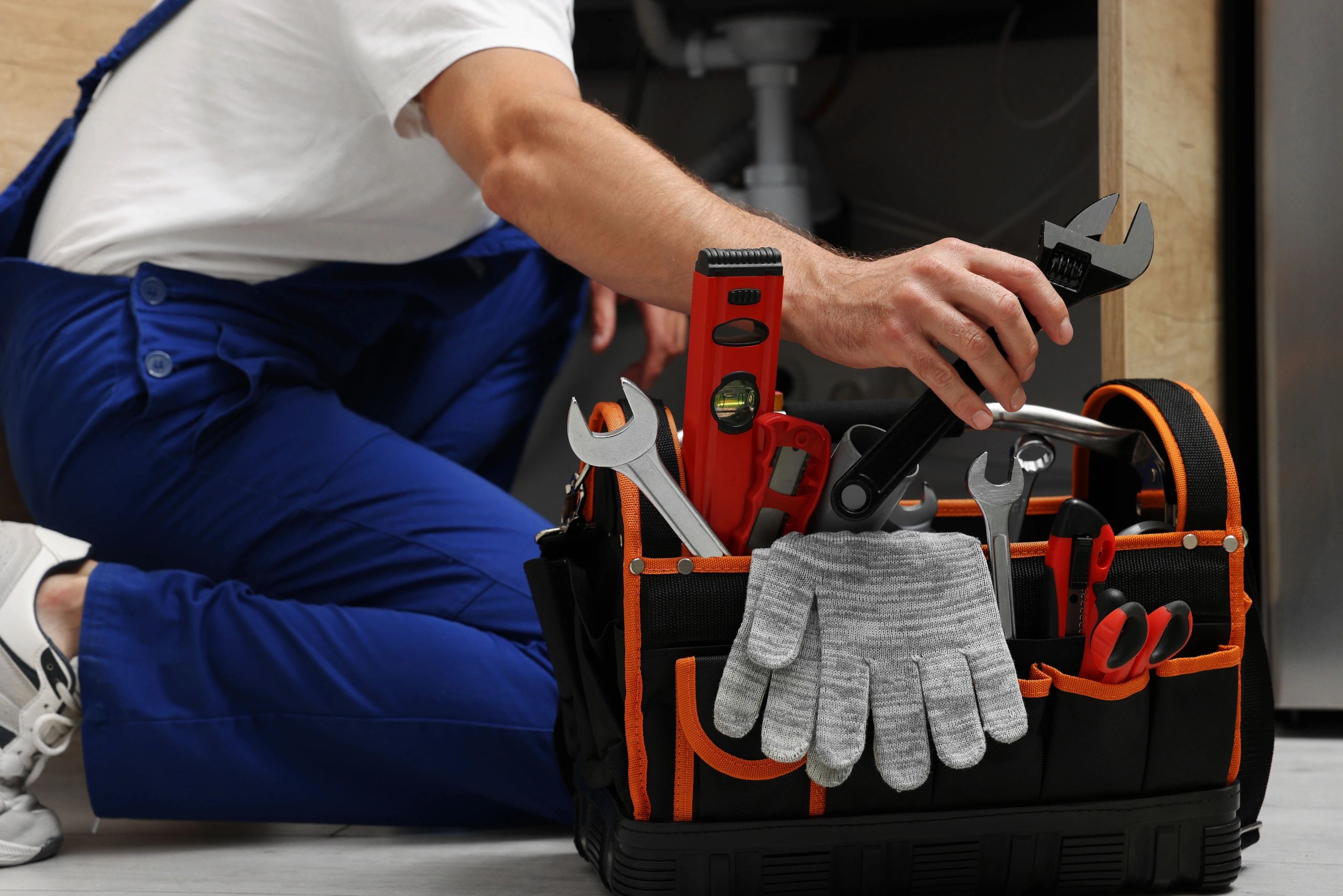 Professional handyman with tools